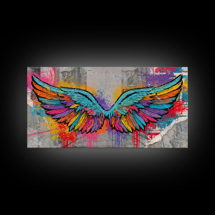 Graffiti Angel Wings Canvas Print, Street Art, Abstract Art, Living Room Decor, Fine Art, Urban, Anime Art, Original Artwork, STR-2x1-73
