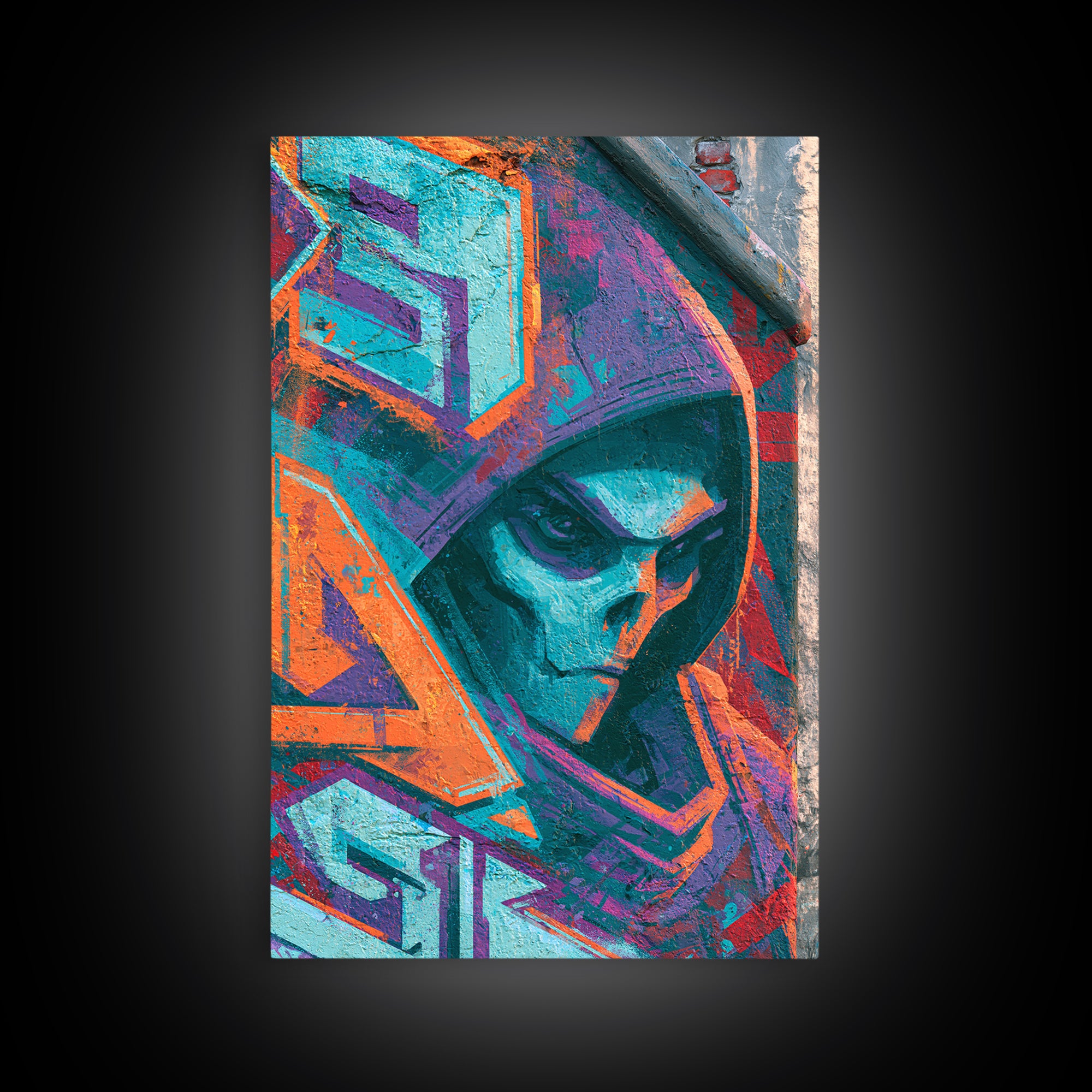 Wildstyle Arrows and Abstract Letter Forms Without Framed Canvas Print, Street Art, Canvas, Living Room Decor, Fine Art, Urban, STR-2x3-1