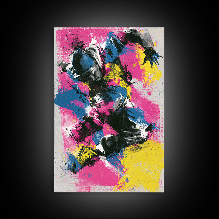 Breakdancer Frozen in Energetic Motion Canvas Print, Street Art, Art, Living Room Decor, Fine Art, Urban, Watercolor Painting, STR-2x3-50