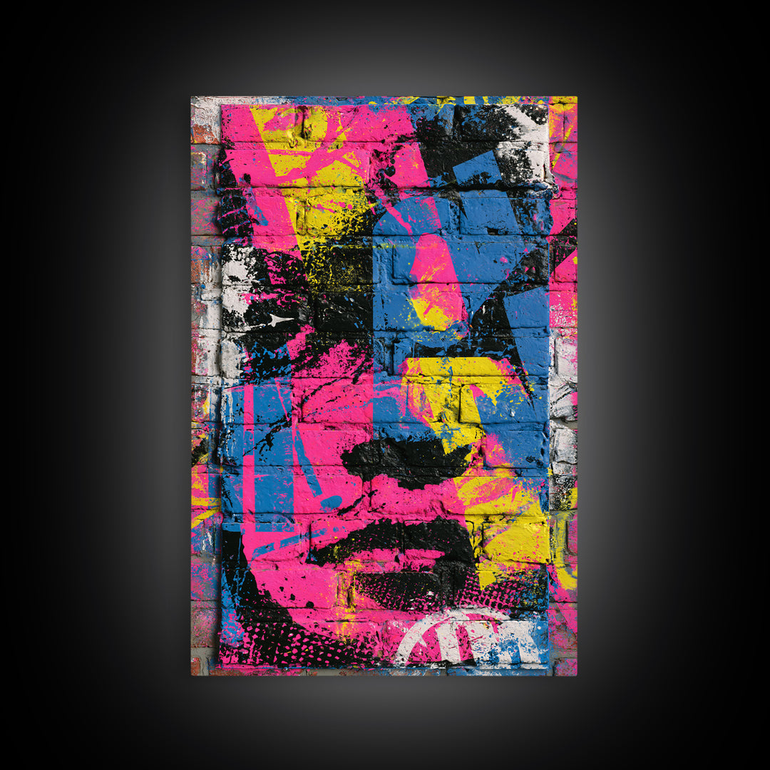 Brick Wall Texture Framed Canvas Print, Street Art, Large Wall Art, Living Room Decor, Abstract Art, Urban, Canvas Painting, STR-2x3-60