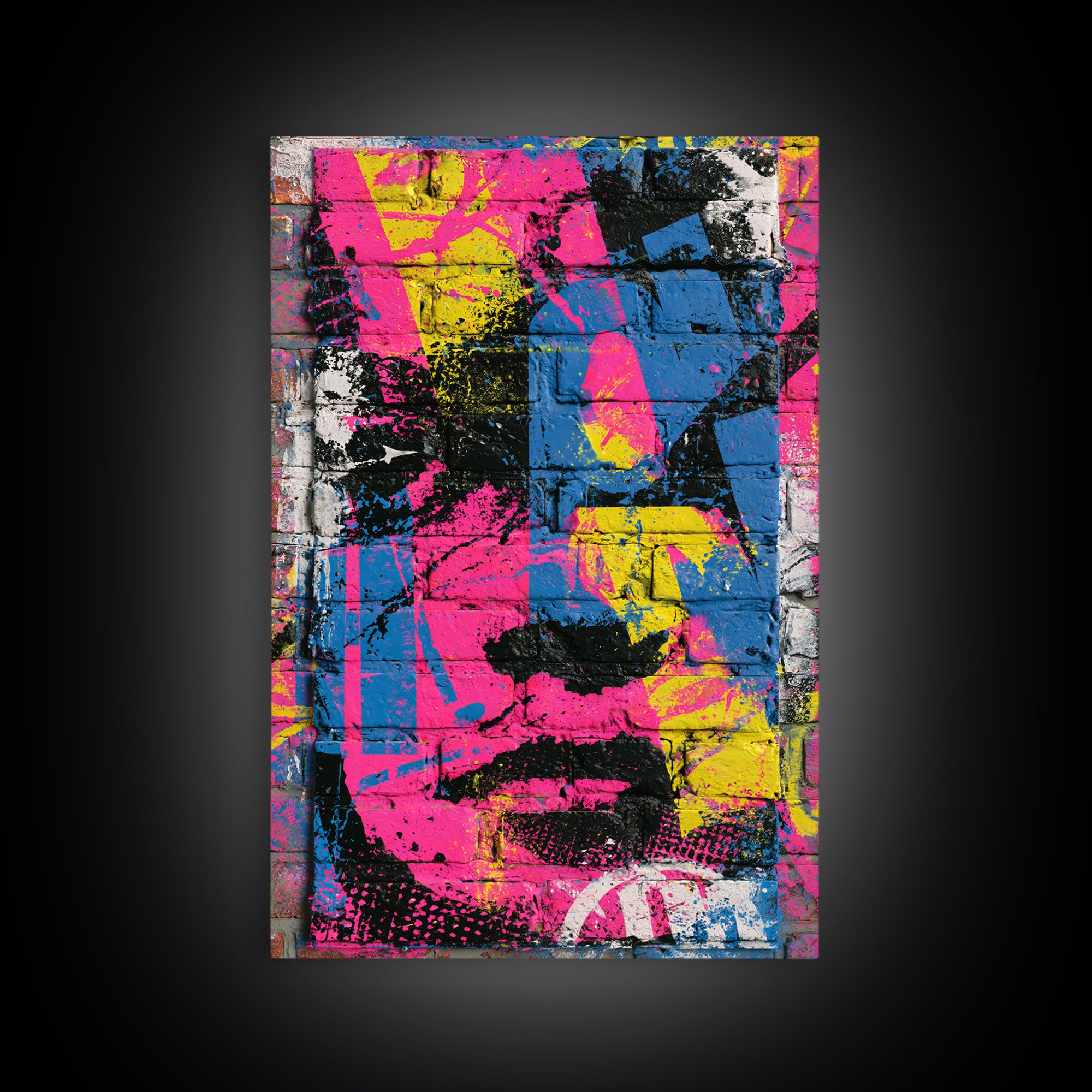 Brick Wall Texture Framed Canvas Print, Street Art, Large Wall Art, Living Room Decor, Abstract Art, Urban, Canvas Painting, STR-2x3-60