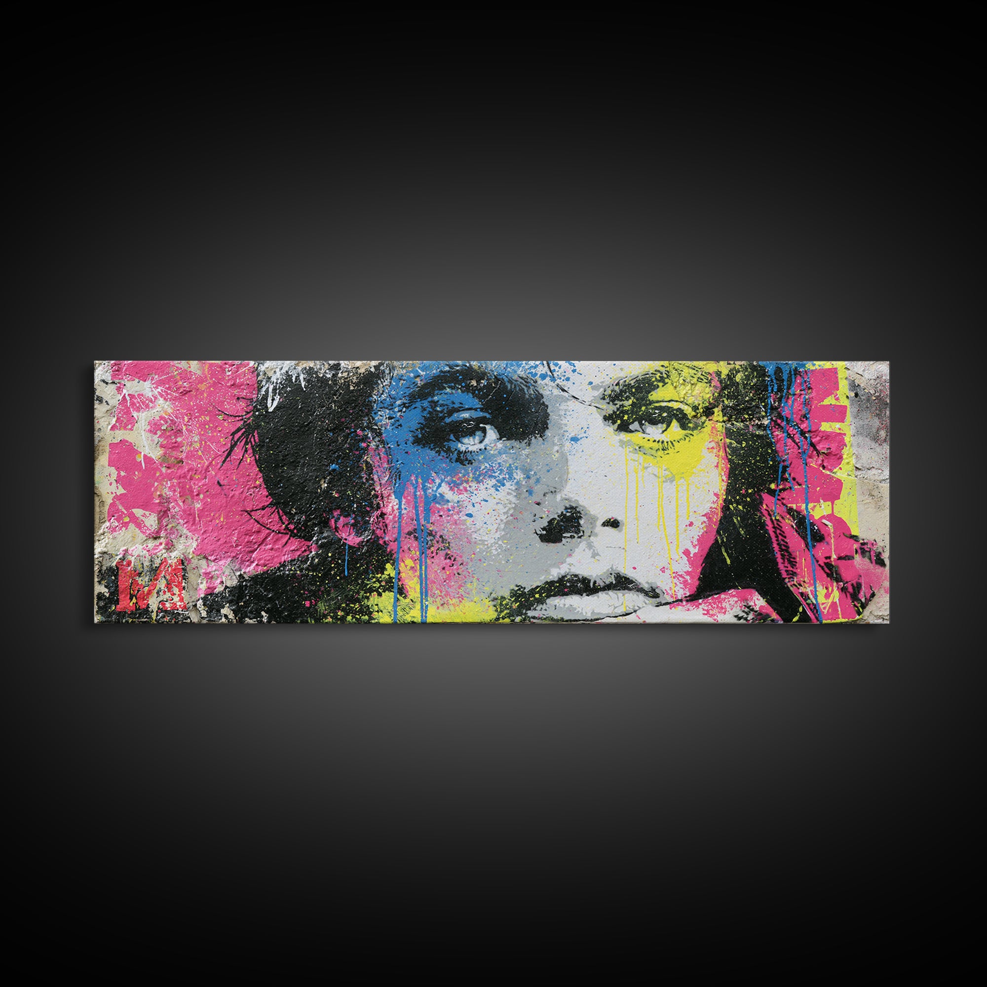 Bold Stencil Portrait Canvas Print, Street Art, Graffiti Art, Living Room Decor, Fine Art, Urban, Minimalist Decor, Wall Art, STR-3x1-41