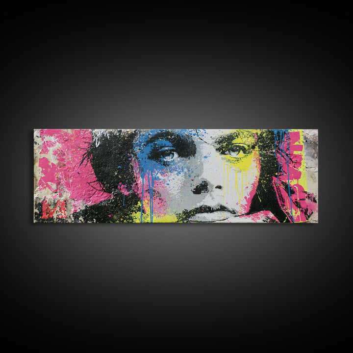 Bold Stencil Portrait Canvas Print, Street Art, Graffiti Art, Living Room Decor, Fine Art, Urban, Minimalist Decor, Wall Art, STR-3x1-41