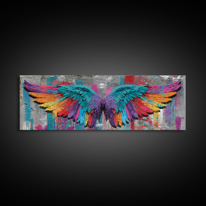 Graffiti Angel Wings Canvas Print, Street Art, Abstract, Living Room Decor, Fine Art, Urban, Luxury Decor, Art Print, STR-3x1-45