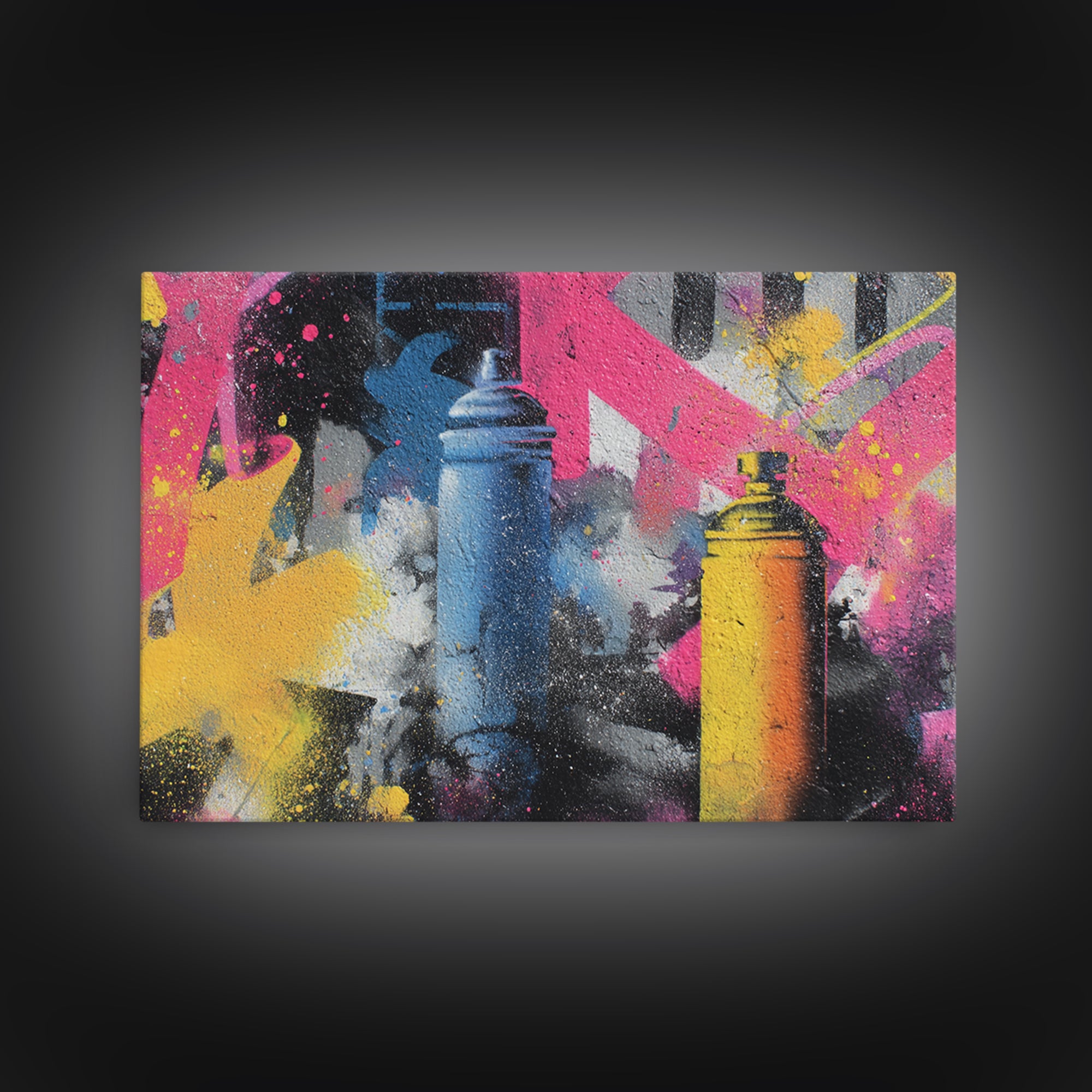 Spray Can Bouquet Framed Canvas Print, Street Art, Statement Artwork, Living Room Decor, Fine Art, Urban, Wall Decor, STR-3x2-19
