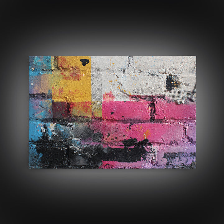 Brick Wall Texture Canvas Print, Street Art, Original Artwork, Living Room Decor, Fine Art, Urban, Textured Painting, STR-3x2-32