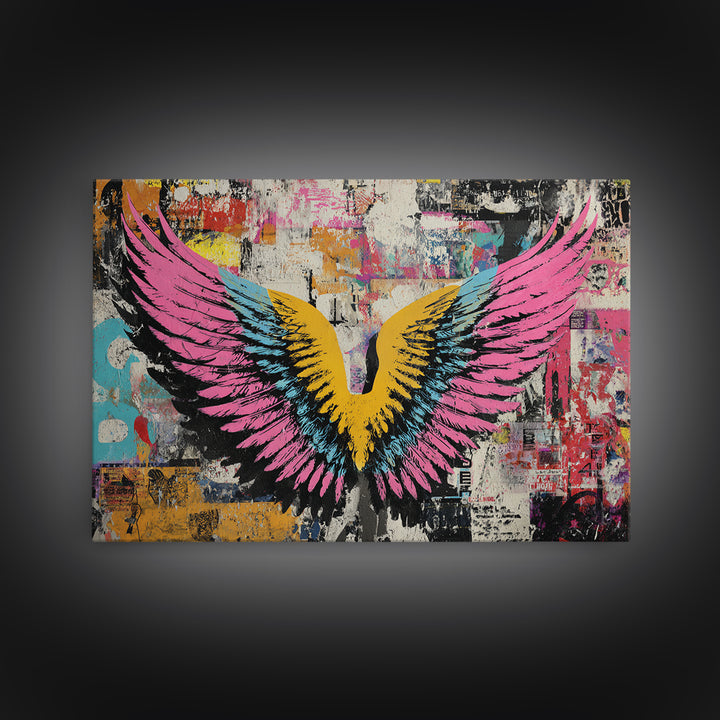 Graffiti Angel Wings Canvas Print, Street Art, Contemporary Art, Living Room Decor, Fine Art, Urban, Textured Painting, STR-3x2-57