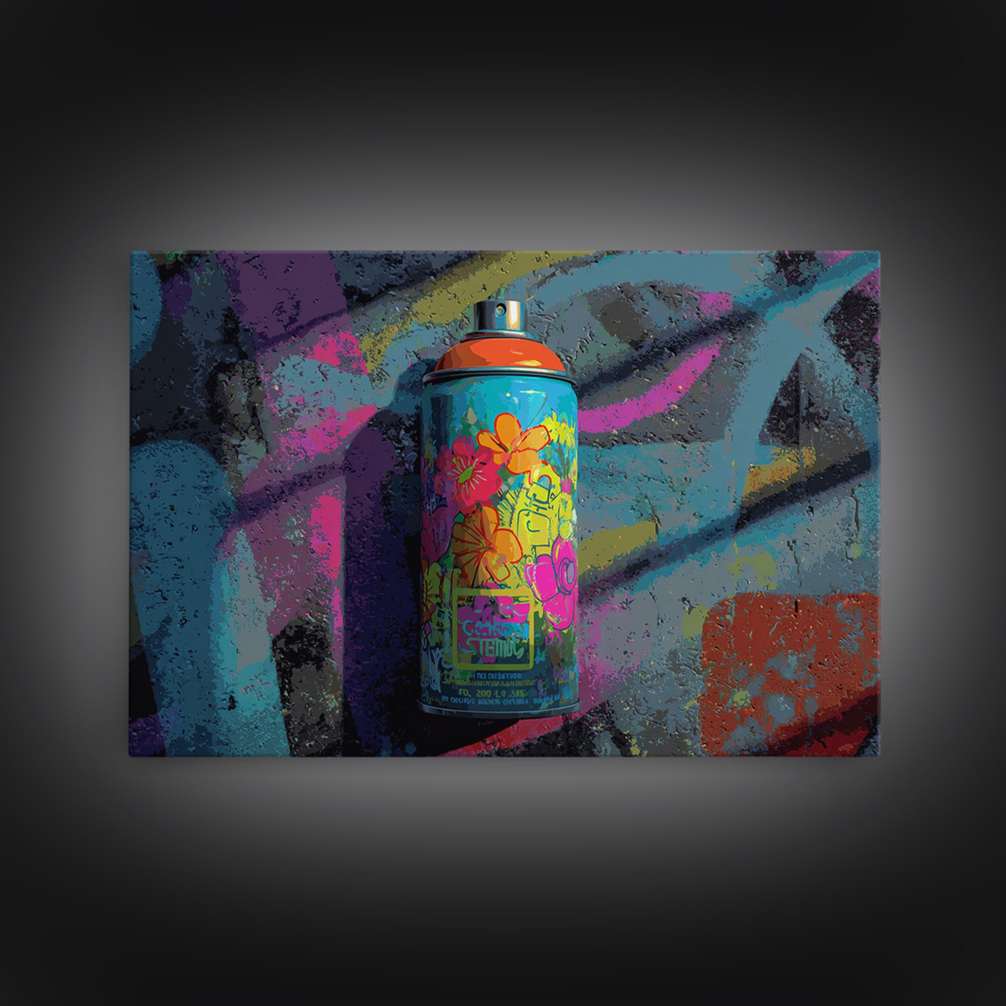 Spray Can Bouquet Canvas Print, Street Art, Living Room Decor, Watercolor Art, Urban, Bar Art, Canvas Painting, STR-3x2-67