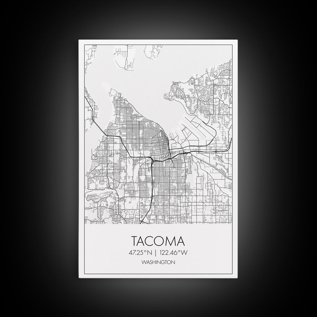 Tacoma Street Map, Washington Map, City Map Print, Modern Wall Art, Wall Art, Canvas Print, Wall Hanging, Housewarming Gift, Travel Art