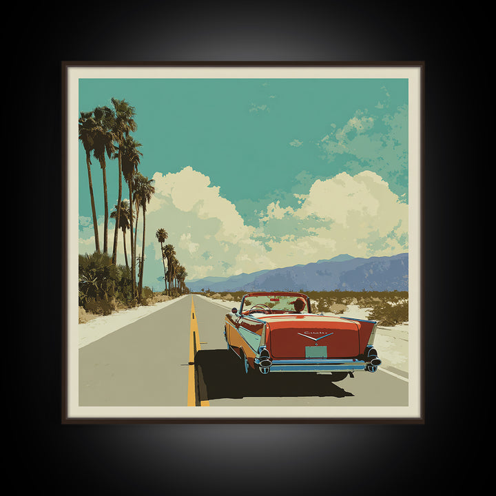 Route 66 Desert Road Framed Canvas Print, Travel Poster(2), Downloadable Prints, Living Room Decor, Watercolor Art, Voyage, TPO-1x1-39