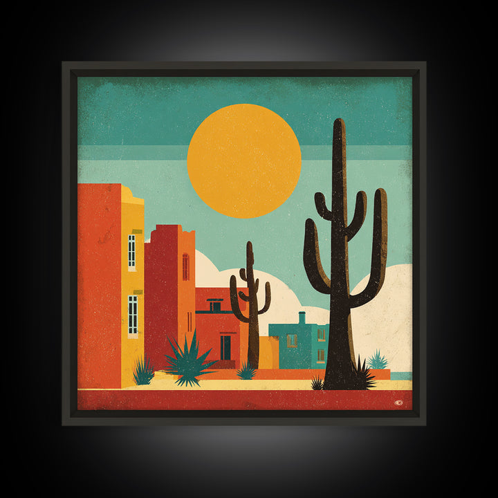 Mexico Cactus and Sun Travel Poster Canvas Print, Travel Poster(2), Wall Decor, Living Room Decor, Fine Art, Voyage, Wall Art, TPO-1x1-69