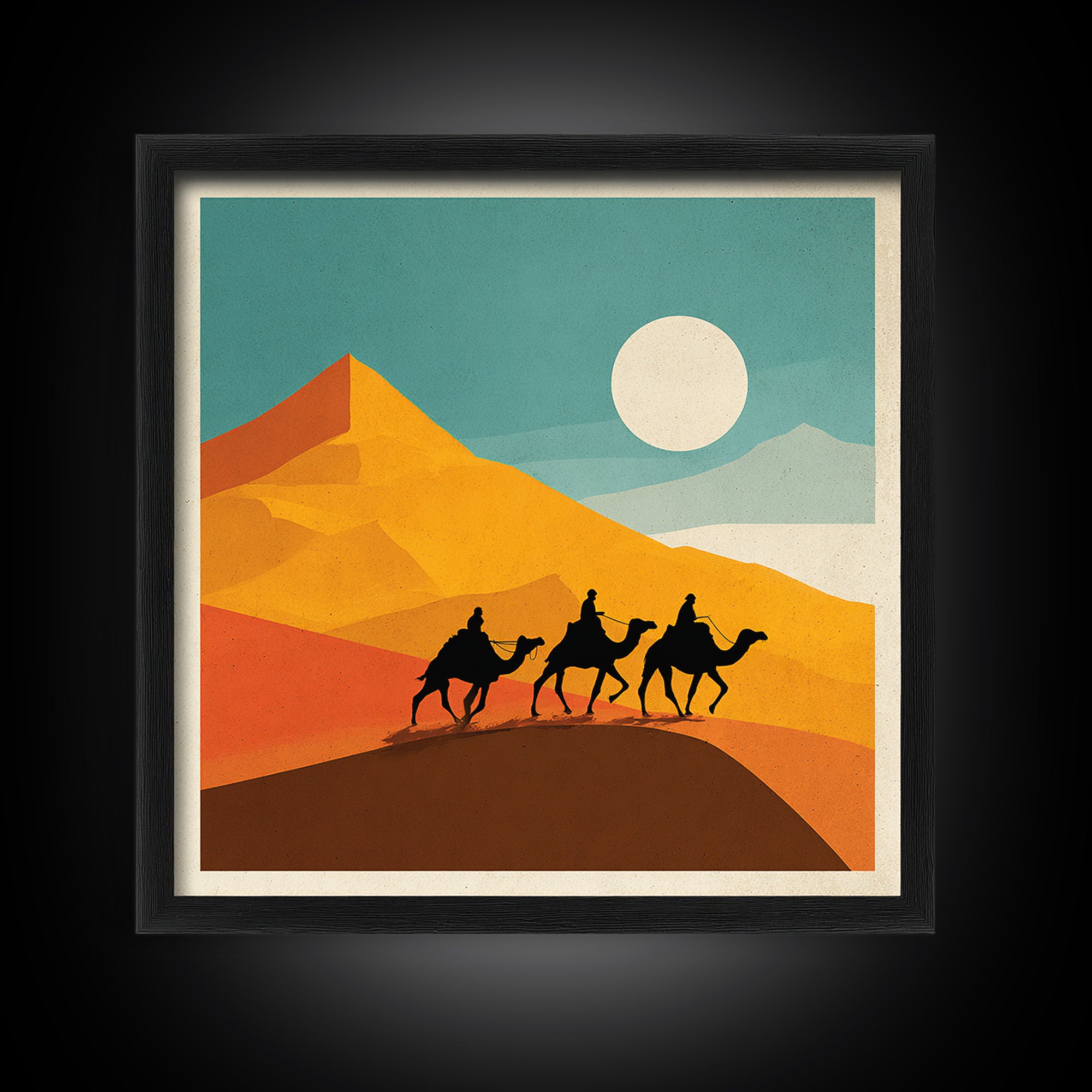 Moroccan Desert Caravan Travel Poster Framed Canvas Print, Travel Poster(2), Modern Decor, Living Room Decor, Fine Art, Voyage, TPO-1x1-79