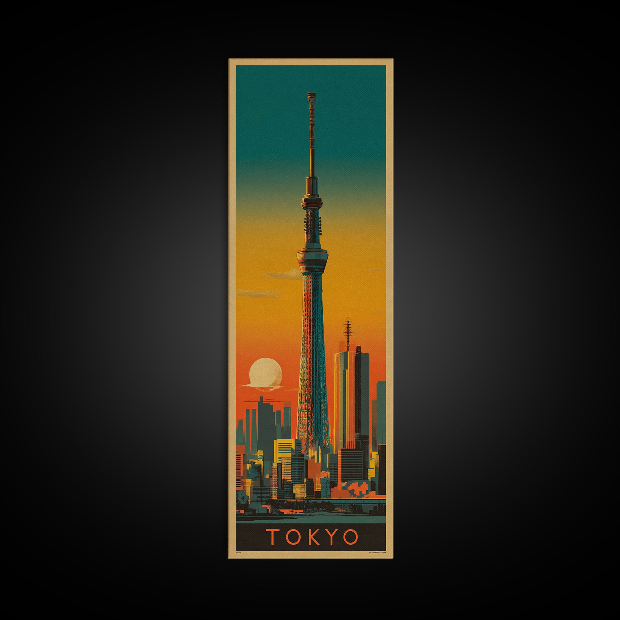 Tokyo Night Skyline Canvas Print, Travel Poster(2), Room Decor, Living Room Decor, Fine Art, Voyage, Travel Gift, Wall Hanging, TPO-1x3-17