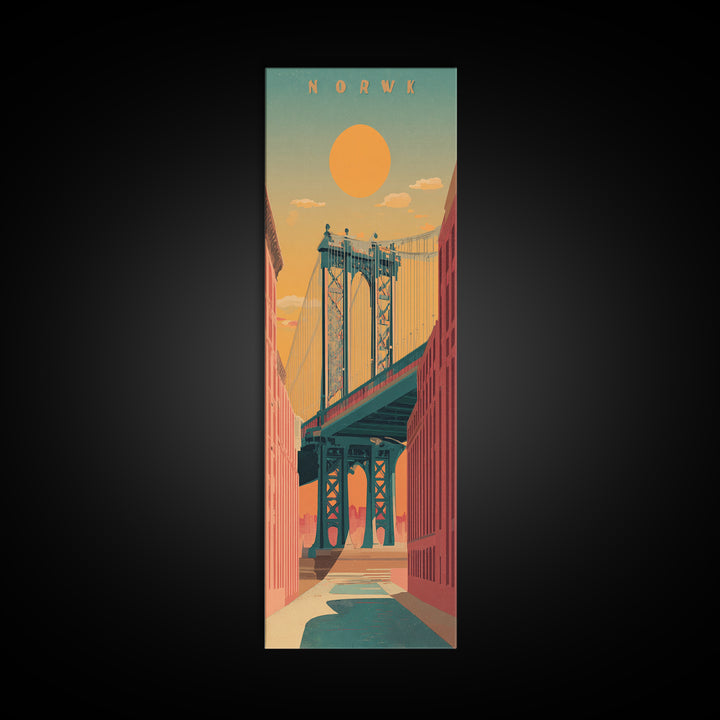 New York Bridge at Sunrise Canvas Print, Travel Poster(2), Travel Poster, Living Room Decor, Fine Art, Voyage, TPO-1x3-42