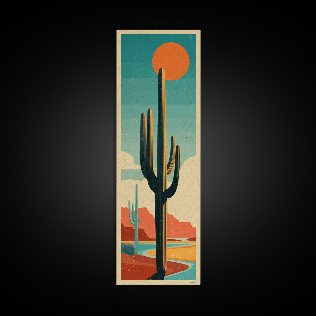 Mexico Cactus and Sun Travel Poster Canvas Print, Travel Poster(2), Modern Decor, Living Room Decor, Fine Art, Voyage, TPO-1x3-57