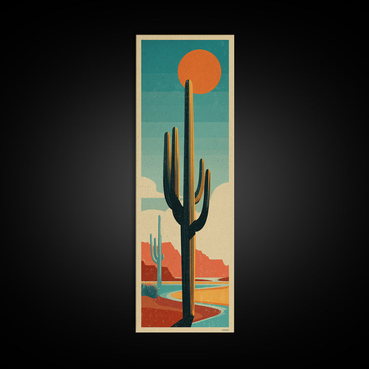 Mexico Cactus and Sun Travel Poster Canvas Print, Travel Poster(2), Modern Decor, Living Room Decor, Fine Art, Voyage, TPO-1x3-57