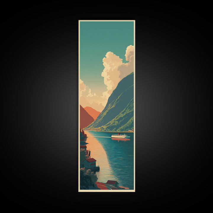 Norway Fjord Cruise Poster Framed Canvas Print, Travel Poster(2), Gallery Wall Set, Living Room Decor, Fine Art, Voyage, TPO-1x3-58