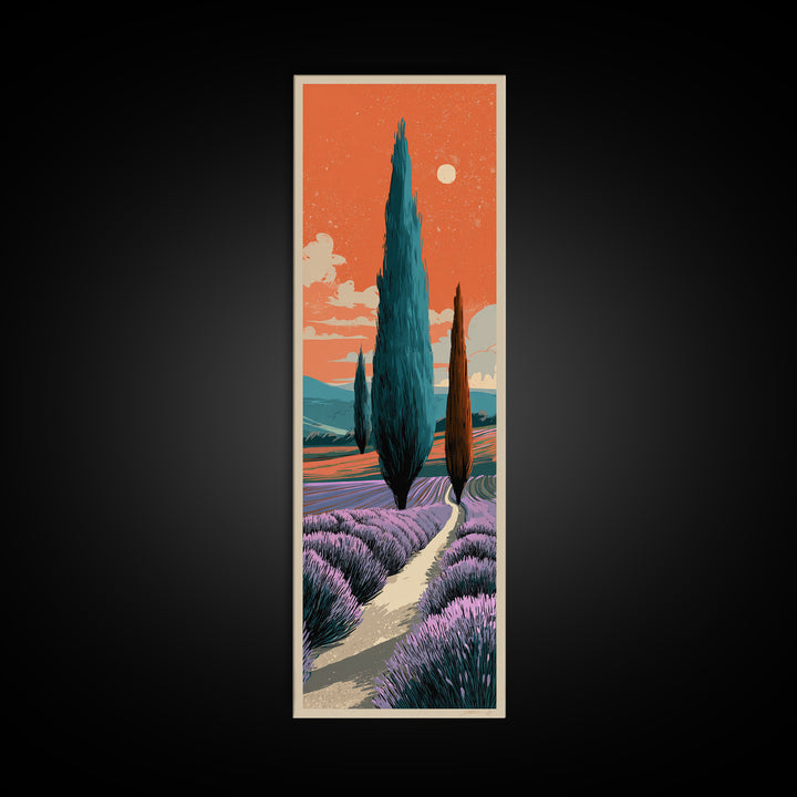 Provence Lavender Field Poster Canvas Print, Travel Poster(2), Retro Wall Art, Living Room Decor, Fine Art, Voyage, Map Print, TPO-1x3-59