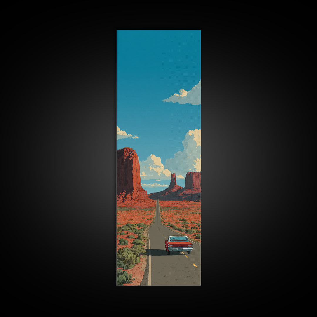 Route 66 Desert Road Canvas Print, Travel Poster(2), Travel Poster, Living Room Decor, Fine Art, Voyage, Textured Painting, TPO-1x3-99