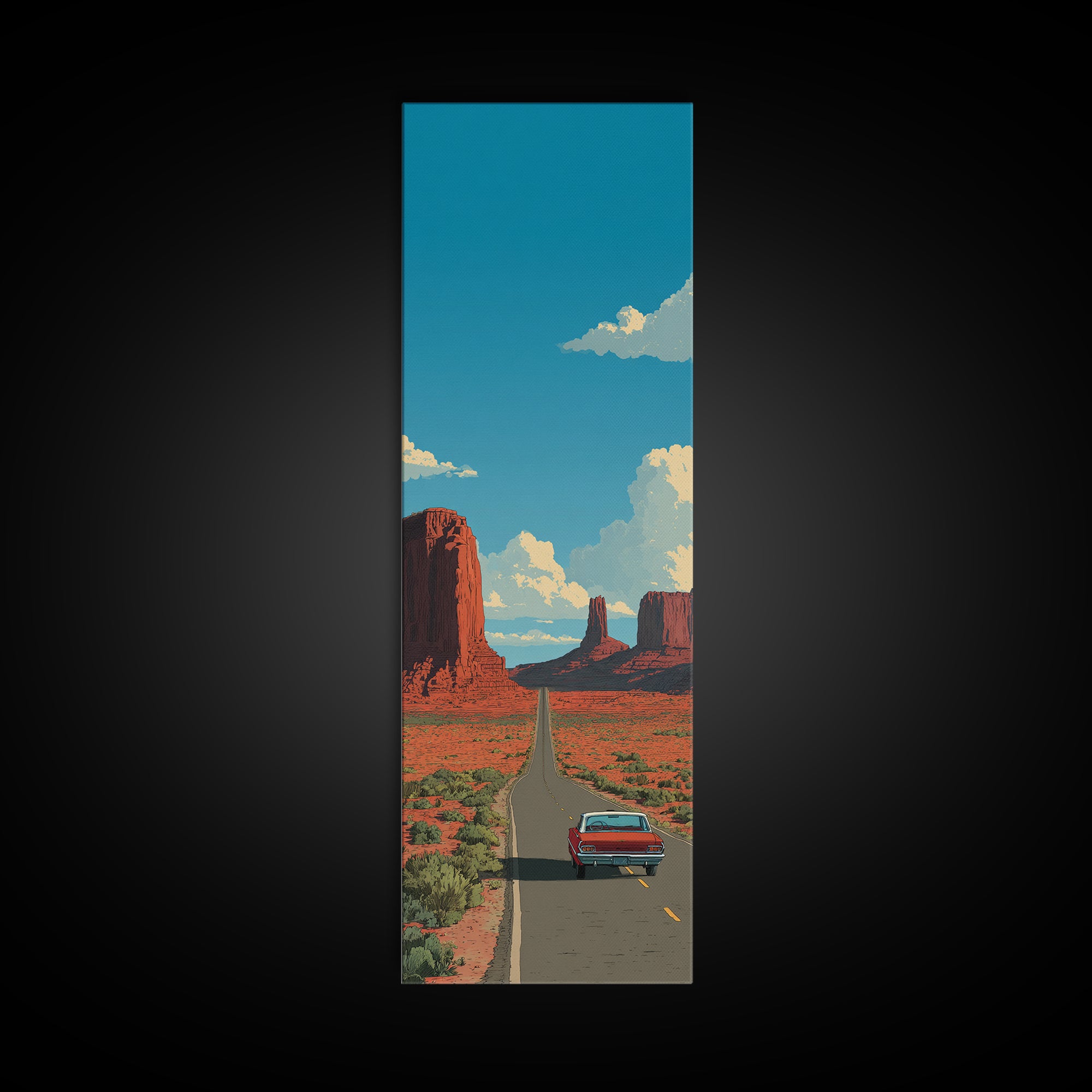 Route 66 Desert Road Canvas Print, Travel Poster(2), Travel Poster, Living Room Decor, Fine Art, Voyage, Textured Painting, TPO-1x3-99