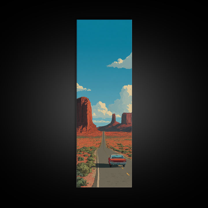 Route 66 Desert Road Canvas Print, Travel Poster(2), Travel Poster, Living Room Decor, Fine Art, Voyage, Textured Painting, TPO-1x3-99