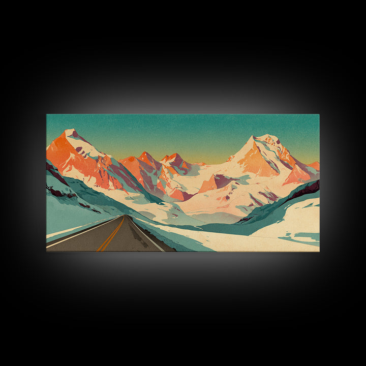 Swiss Alps Ski Poster Framed Canvas Print, Travel Poster(2), Minimalist Decor, Living Room Decor, Voyage, Printable Art, TPO-2x1-28