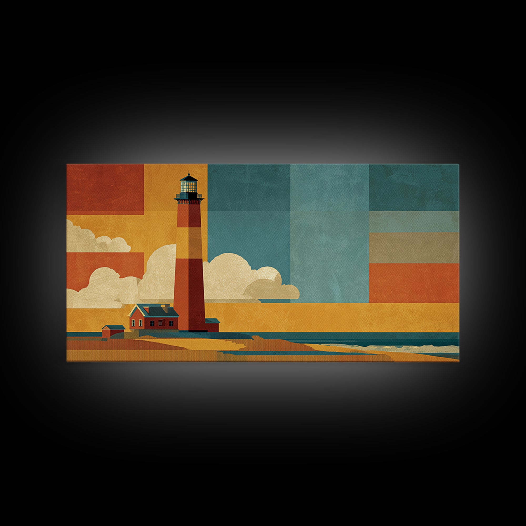Cape Cod Lighthouse Summer Poster Framed Canvas Print, Travel Poster(2), Modern Decor, Living Room Decor, Fine Art, Voyage, TPO-2x1-38