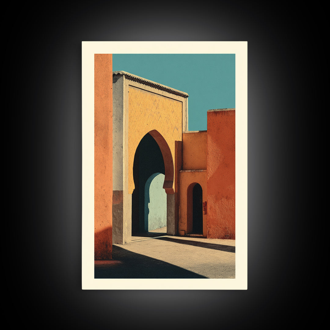 Marrakesh Arch and Tile Pattern Poster Framed Canvas Print, Travel Poster(2), Wall Art, Living Room Decor, Fine Art, Voyage, TPO-2x3-1