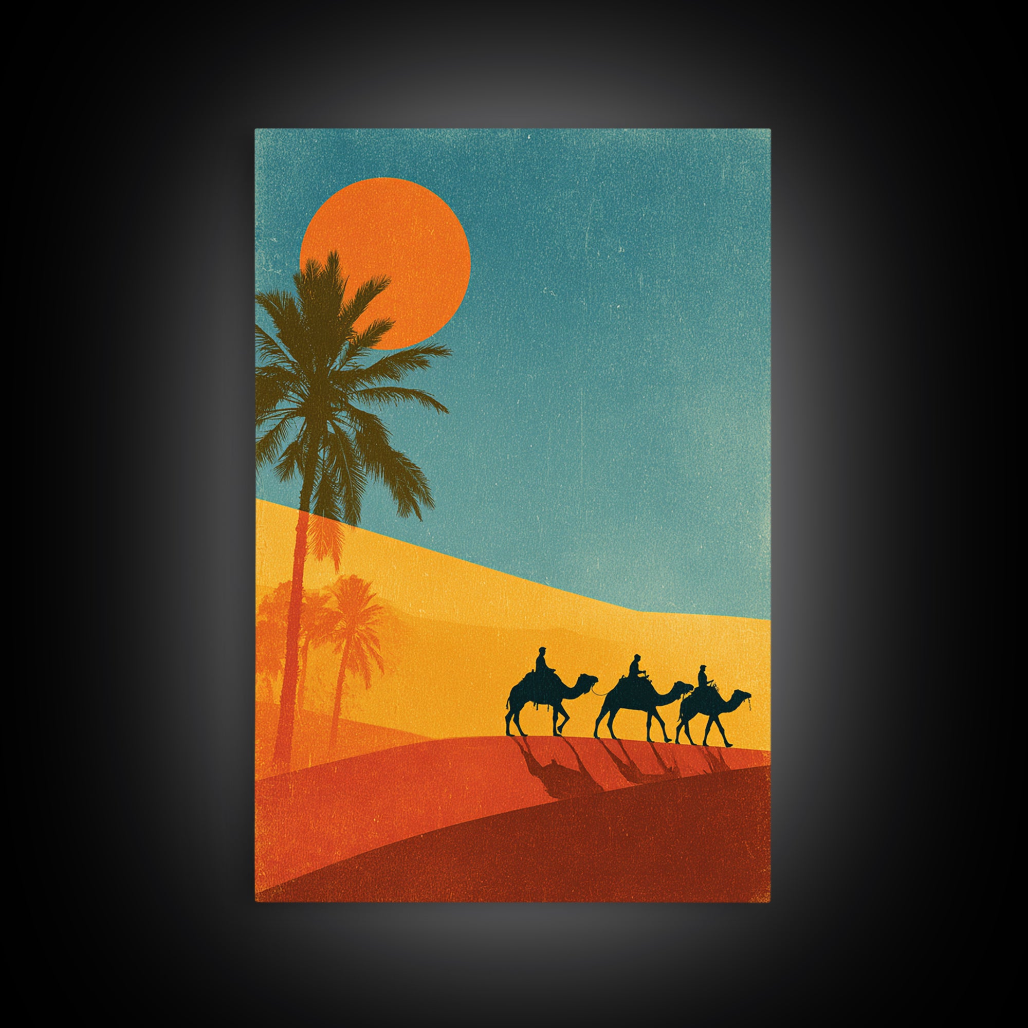 Moroccan Desert Caravan Travel Poster Canvas Print, Travel Poster(2), Gallery Decor, Living Room Decor, Oil Painting, Voyage, TPO-2x3-15