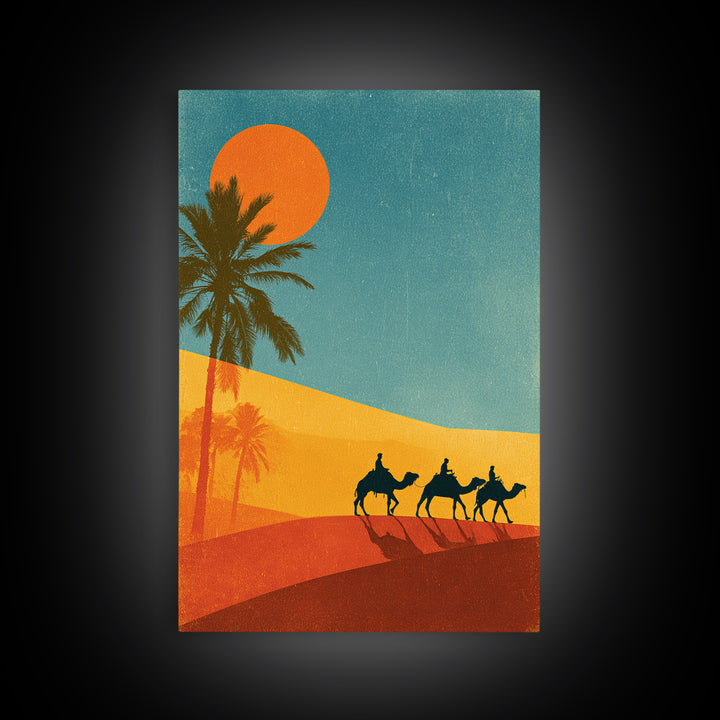 Moroccan Desert Caravan Travel Poster Canvas Print, Travel Poster(2), Gallery Decor, Living Room Decor, Oil Painting, Voyage, TPO-2x3-15