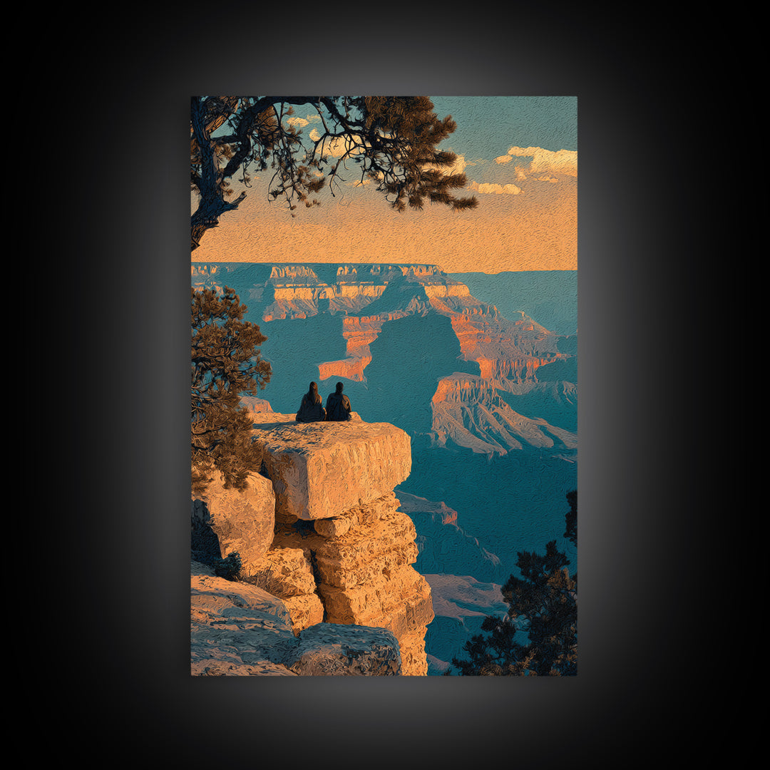 Grand Canyon Sunset Framed Canvas Print, Travel Poster(2), Wall Decor, Living Room Decor, Fine Art, Voyage, Wall Art, TPO-2x3-19