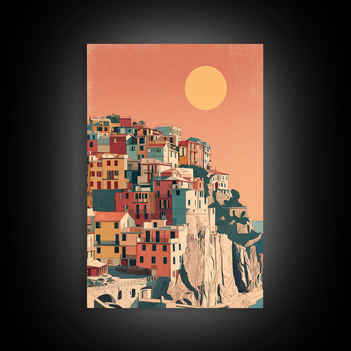 Cinque Terre Colorful Cliff Village Poster Canvas Print, Travel Poster(2), Living Room Wall Art, Living Room Decor, Voyage, TPO-2x3-28