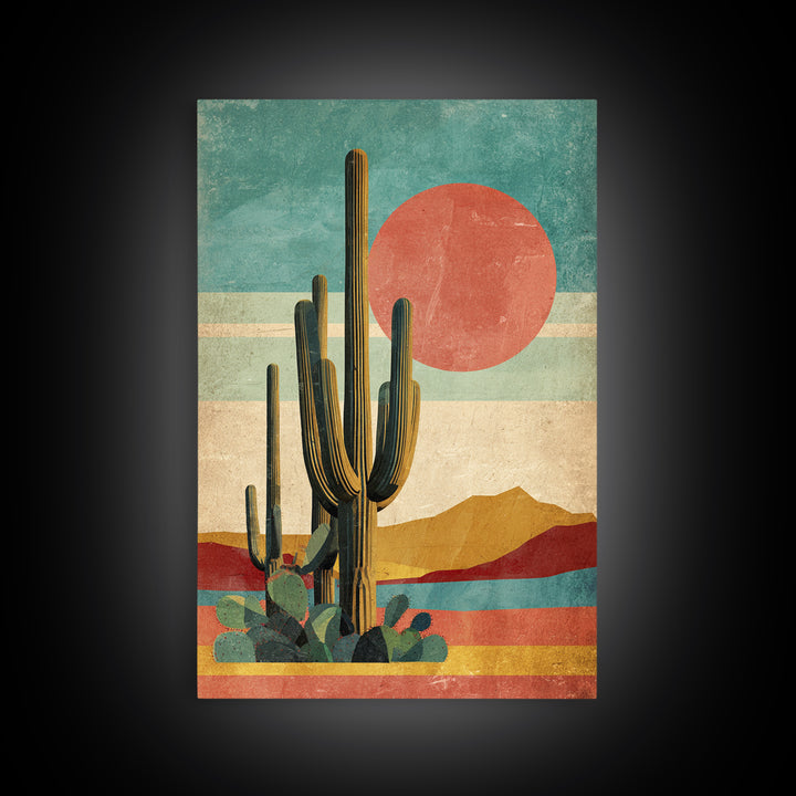 Mexico Cactus and Sun Travel Poster Canvas Print, Travel Poster(2), Home Decor, Living Room Decor, Voyage, Coastal Wall Art, TPO-2x3-29