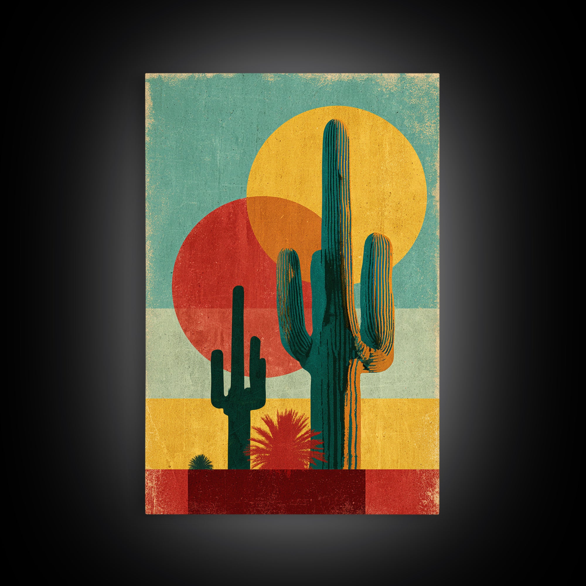 Mexico Cactus and Sun Travel Poster Canvas Print, Travel Poster(2), Home Decor, Living Room Decor, Voyage, Coastal Wall Art, TPO-2x3-5
