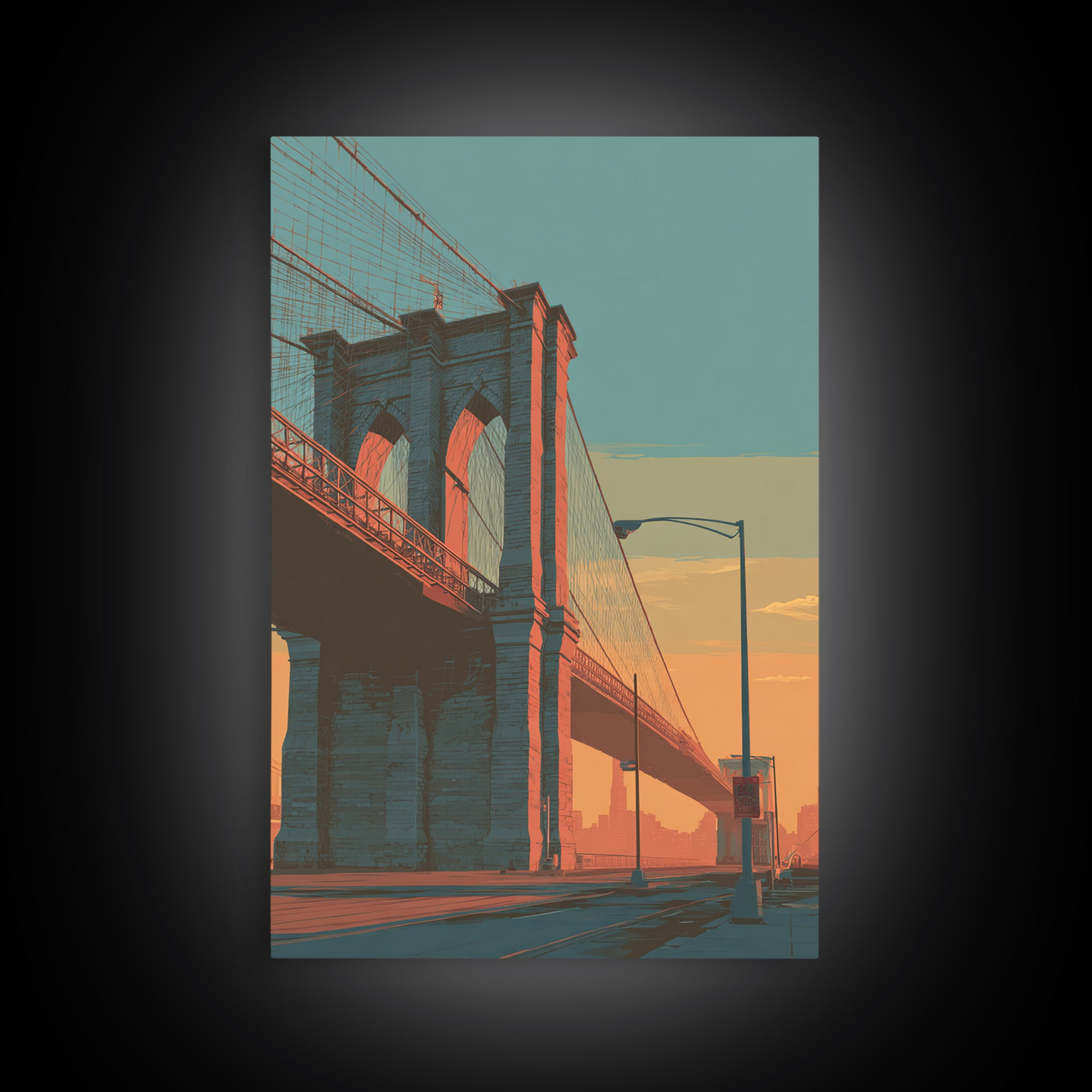 New York Bridge at Sunrise Canvas Print, Travel Poster(2), Printable Wall Art, Living Room Decor, Voyage, Downloadable Prints, TPO-2x3-86