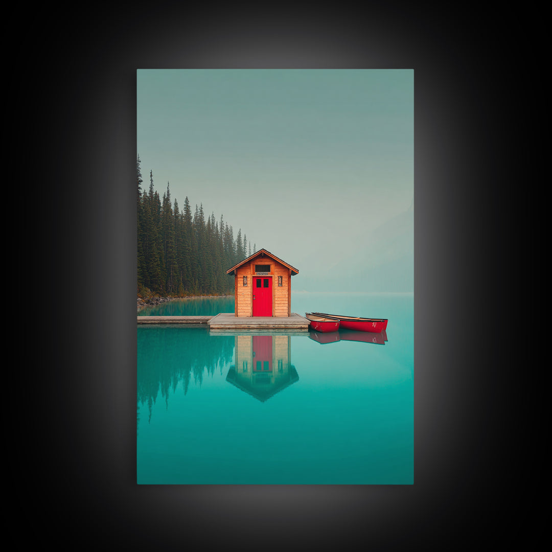 Banff Lake with Turquoise Water Canvas Print, Travel Poster(2), Set of 3 Wall Art, Living Room Decor, Fine Art, Voyage, TPO-2x3-99
