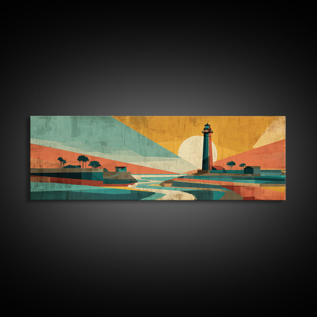Cape Cod Lighthouse Summer Poster Framed Canvas Print, Travel Poster(2), Home Decor, Living Room Decor, Fine Art, Voyage, TPO-3x1-10