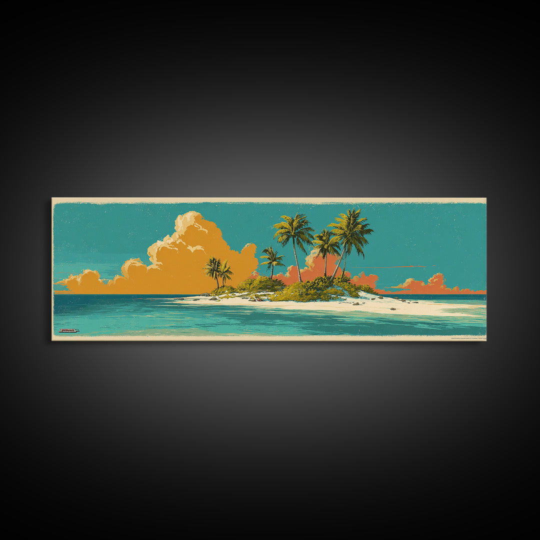 Tropical Island Lagoon Poster Canvas Print, Travel Poster(2), Poster Art, Living Room Decor, Fine Art, Voyage, Wall Decor, TPO-3x1-16