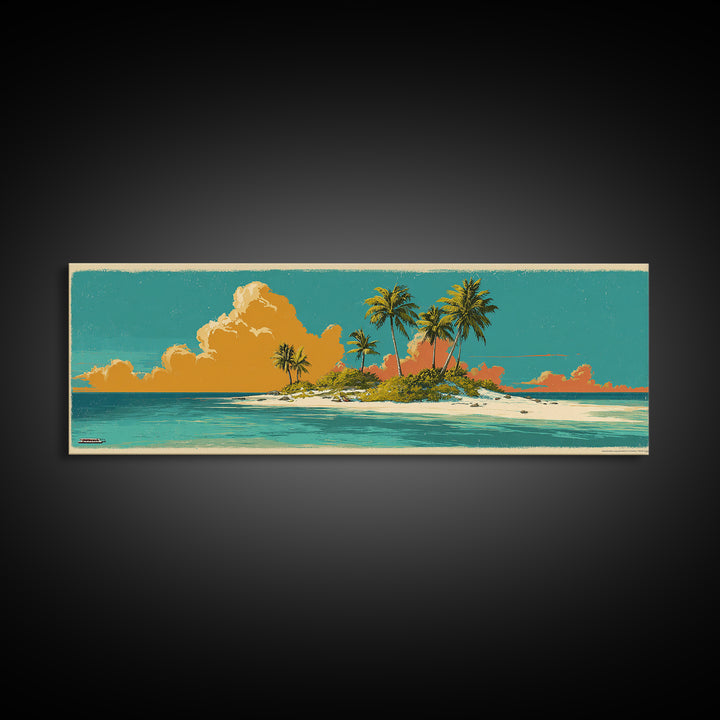 Tropical Island Lagoon Poster Canvas Print, Travel Poster(2), Poster Art, Living Room Decor, Fine Art, Voyage, Wall Decor, TPO-3x1-16