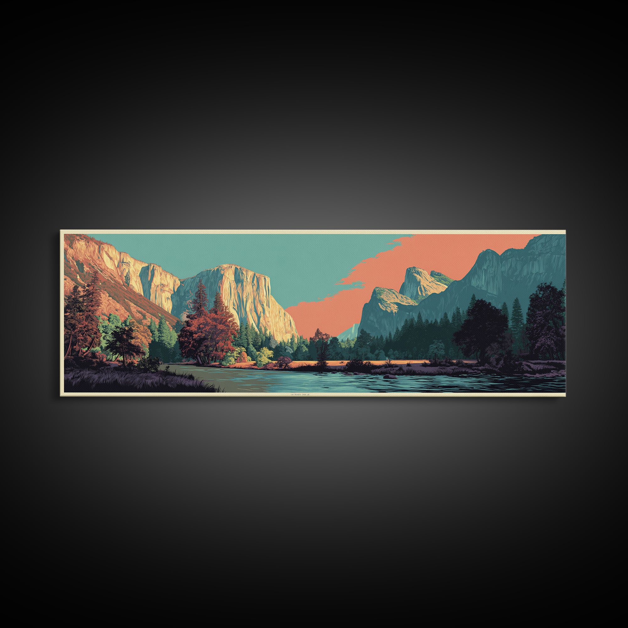Yosemite Valley Graphic Canvas Print, Travel Poster(2), Fine Art Print, Living Room Decor, Fine Art, Voyage, Posters, TPO-3x1-19