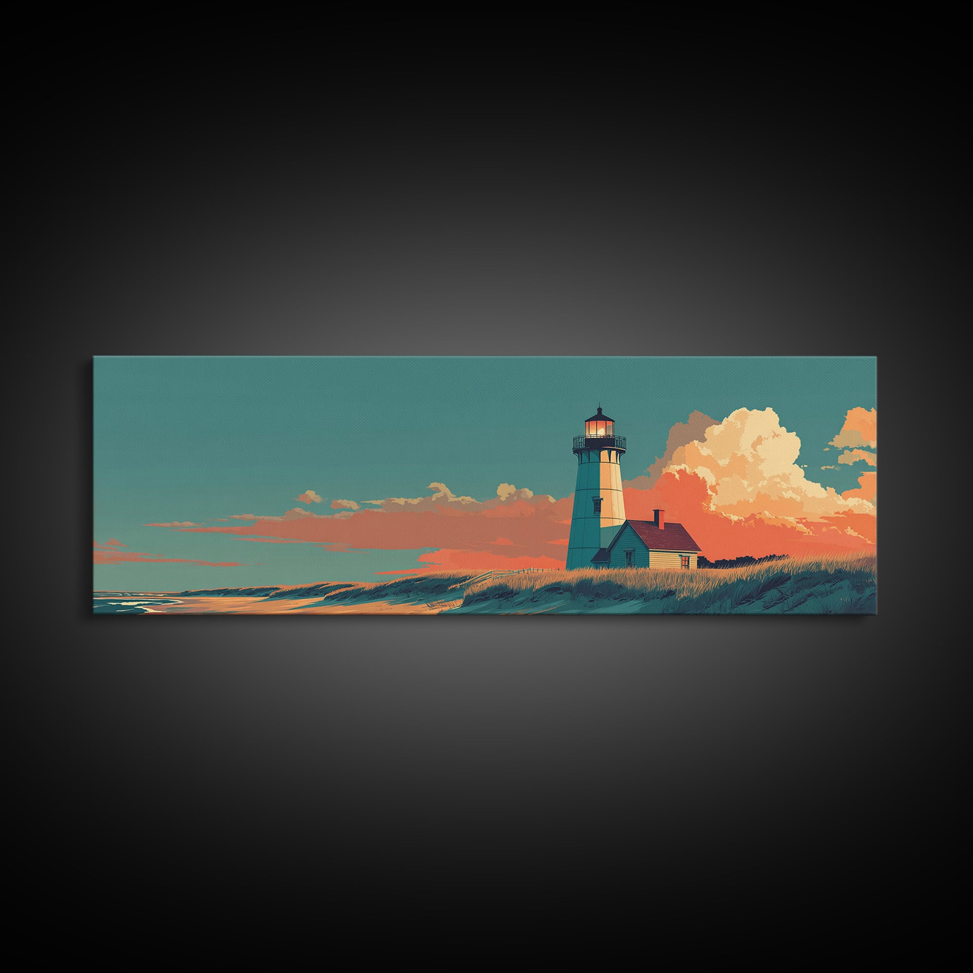 Cape Cod Lighthouse Summer Poster Canvas Print, Travel Poster(2), Digital Wall Art, Living Room Decor, Fine Art, Voyage, TPO-3x1-34