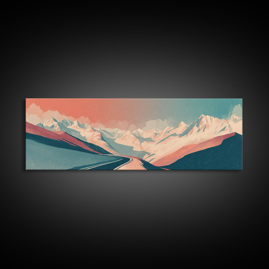 Swiss Alps Ski Poster Framed Canvas Print, Travel Poster(2), Wall Art, Living Room Decor, Voyage 272, Set of Wall Art, TPO-3x1-72