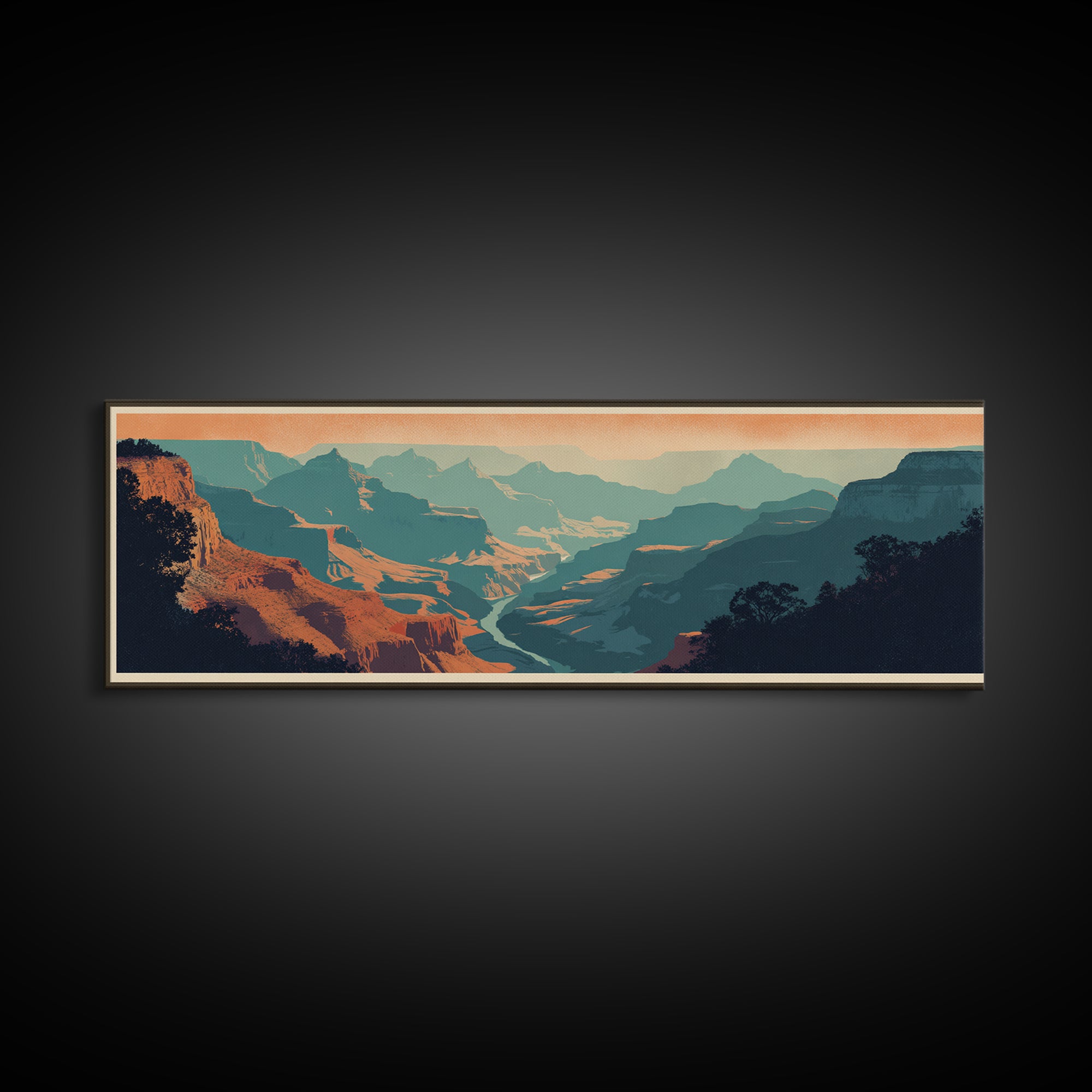 Grand Canyon Sunset Canvas Print, Travel Poster(2), Digital Print, Living Room Decor, Fine Art, Voyage, Mid Century Wall Art, TPO-3x1-75