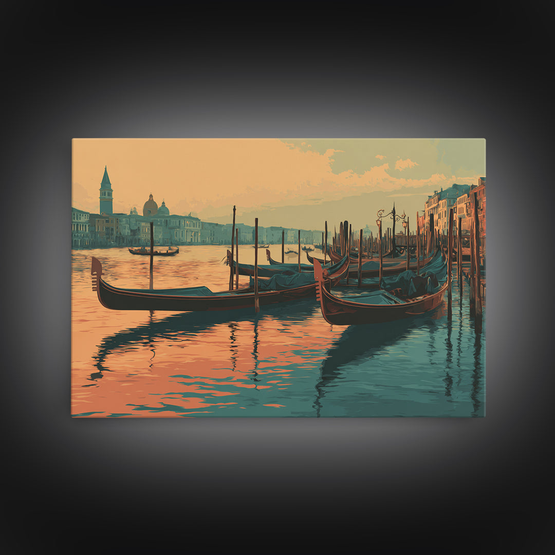 Venice Gondola Silhouette Canvas Print, Travel Poster(2), Living Room Wall Art, Living Room Decor, Voyage, City Wall Art, TPO-3x2-16