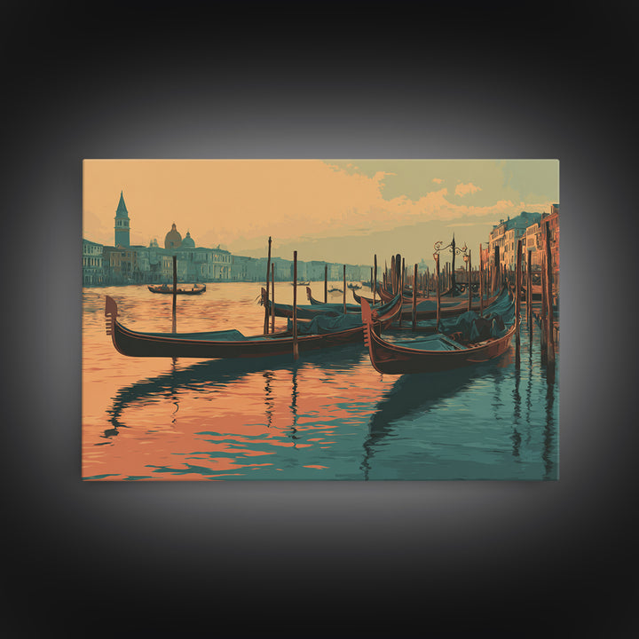 Venice Gondola Silhouette Canvas Print, Travel Poster(2), Living Room Wall Art, Living Room Decor, Voyage, City Wall Art, TPO-3x2-16