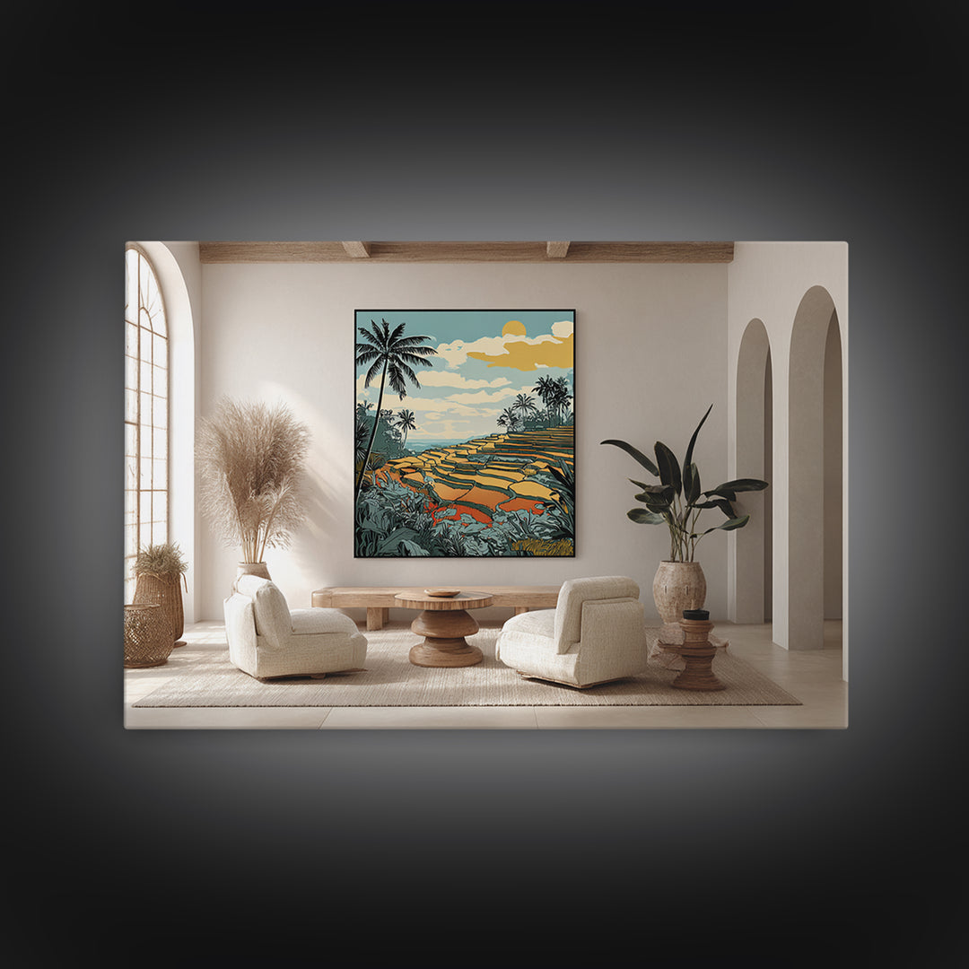Bali Rice Terraces and Jungle Palms Canvas Print, Travel Poster(2), Poster Print, Living Room Decor, Fine Art, Voyage, TPO-3x2-17