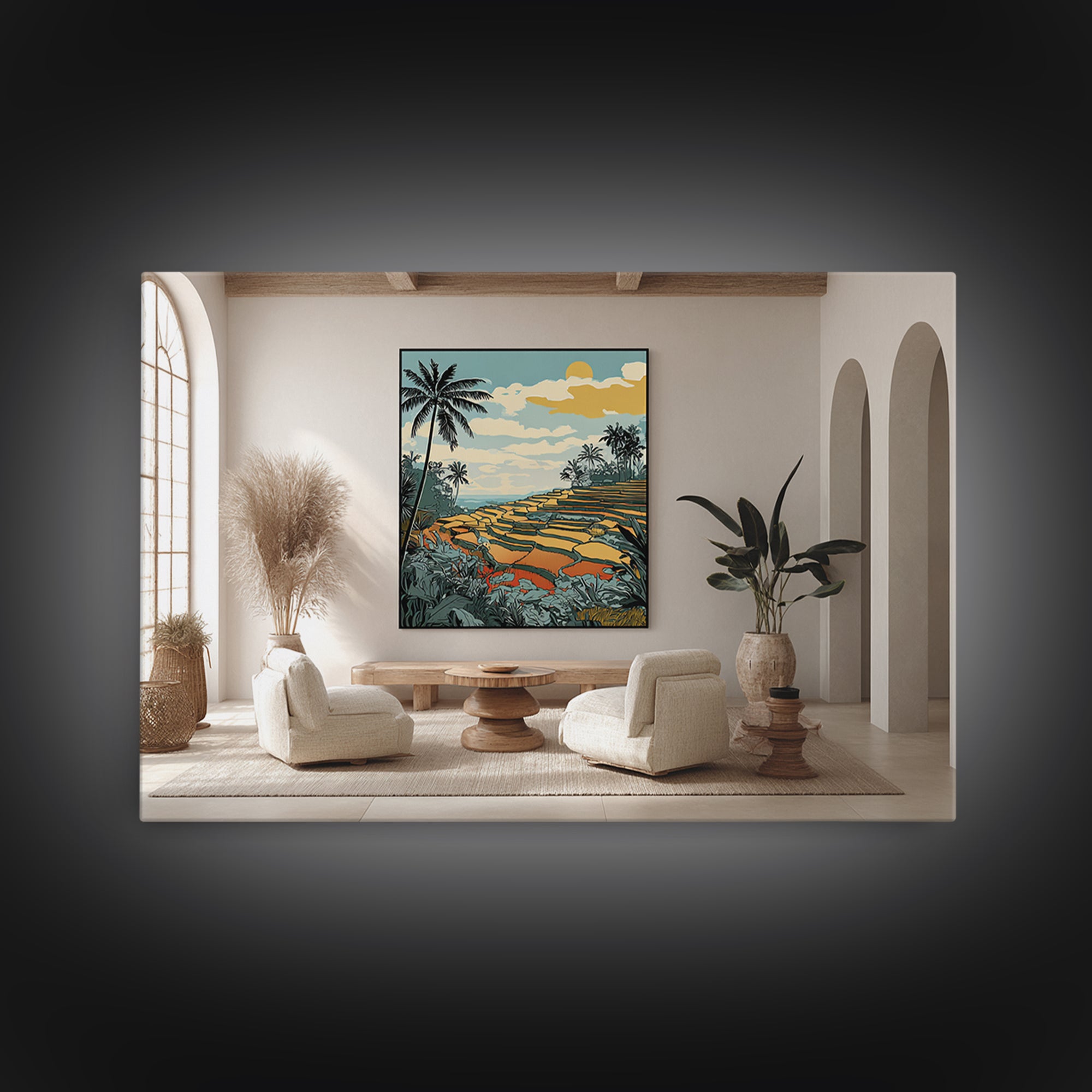 Bali Rice Terraces and Jungle Palms Canvas Print, Travel Poster(2), Poster Print, Living Room Decor, Fine Art, Voyage, TPO-3x2-17