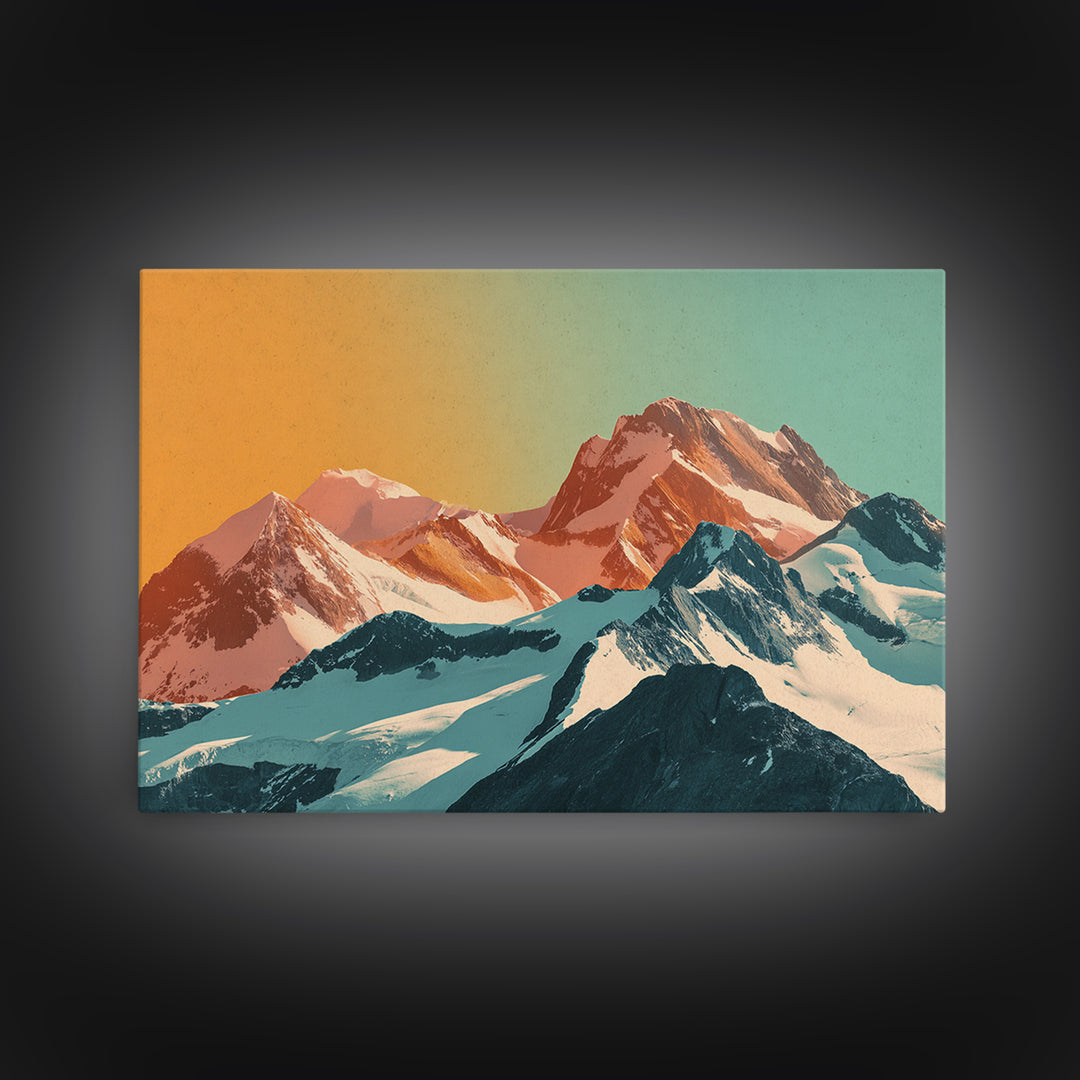 Swiss Alps Ski Poster Framed Canvas Print, Travel Poster(2), Downloadable Prints, Living Room Decor, Fine Art, Voyage, TPO-3x2-36