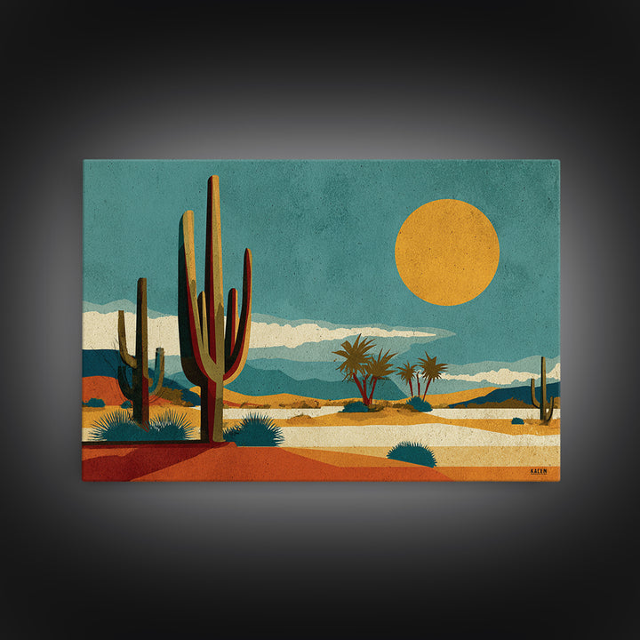 Mexico Cactus and Sun Travel Poster Canvas Print, Travel Poster(2), Map Print, Living Room Decor, Fine Art, Voyage, Boho Decor, TPO-3x2-49