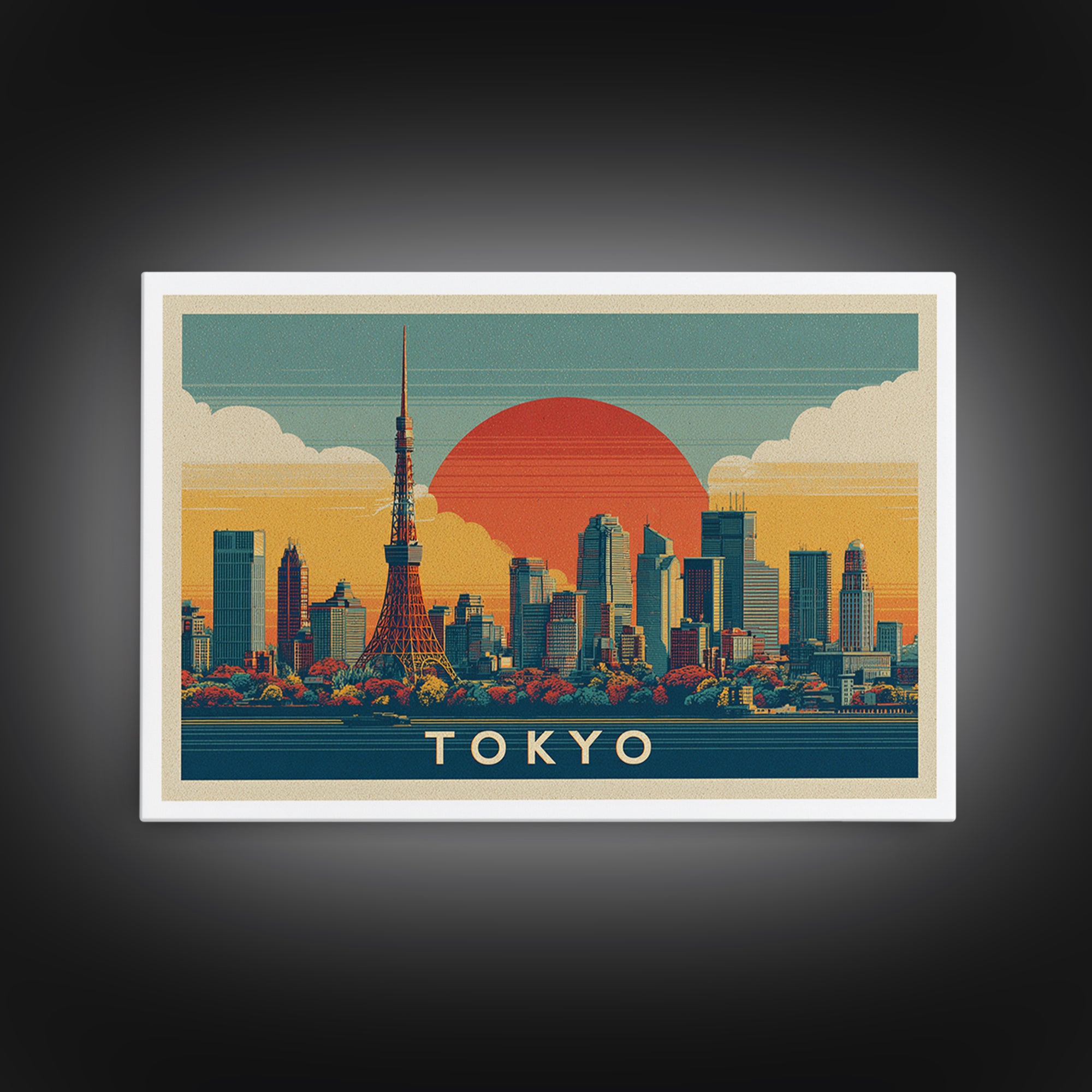 Tokyo Night Skyline Framed Canvas Print, Travel Poster(2), City Wall Art, Living Room Decor, Fine Art, Voyage, Luxury Decor, TPO-3x2-81